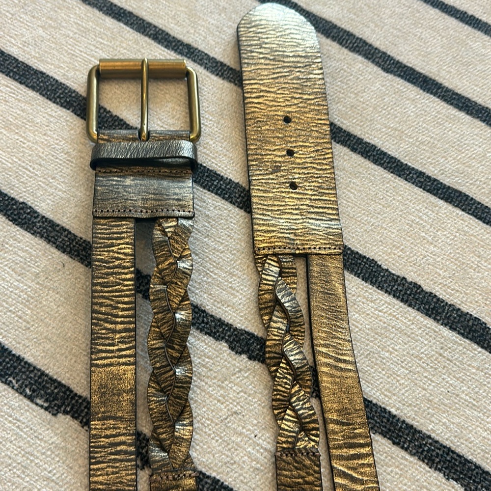 Black leather rubbed with gold Solid brass metal details